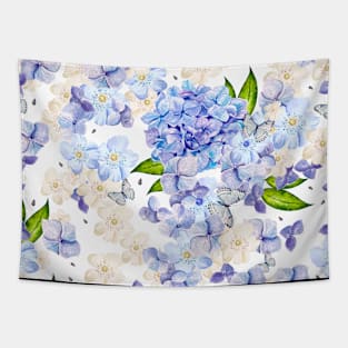 Hydrangea Purple Blue Soft Flowers Tapestry