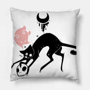 Spooky Black Cat Artwork Pillow