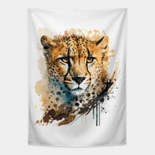 Cheetah Portrait Animal Painting Wildlife Outdoors Adventure Tapestry