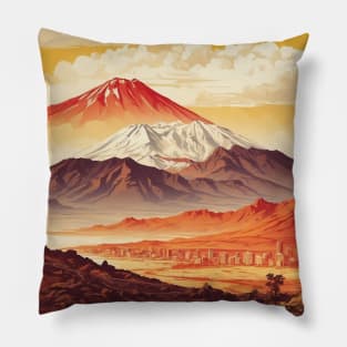 Mount Teide Spain Travel Tourism Retro Vintage Pillow