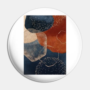 Modern Abstract Terracotta Blush and Navy Blue Pin