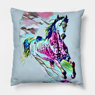 Galloping Paint Horse Pillow