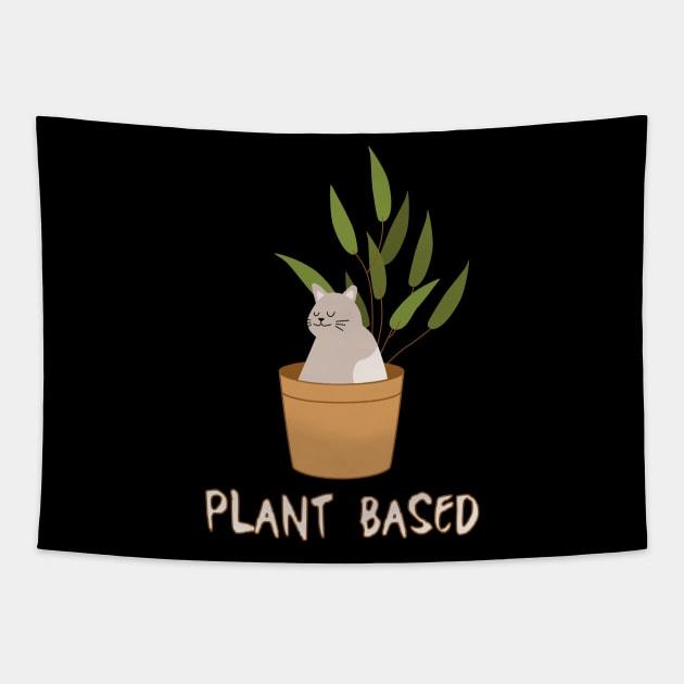 Funny Vegan Plant Based Kitty for Cat and Animal Lovers Tapestry by SeaAndLight