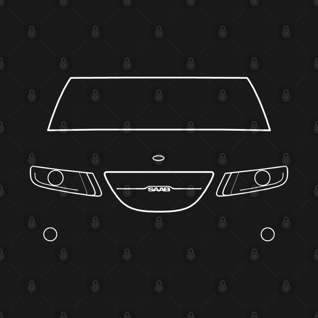 Saab 9-5 classic car white outline graphic by soitwouldseem