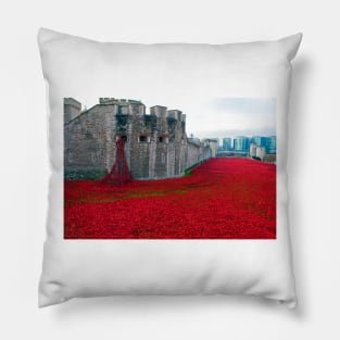 Tower of London Red Poppy Pillow