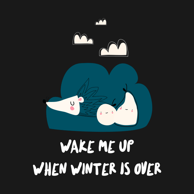 wake me up when winter is over cute sleeping hedgehog by Butterfly Lane