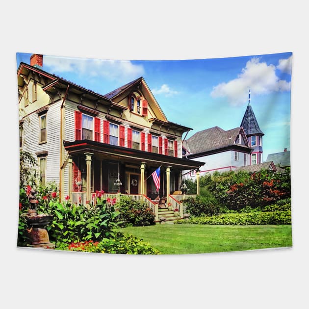 Belvidere NJ - Victorian House and Garden Tapestry by SusanSavad