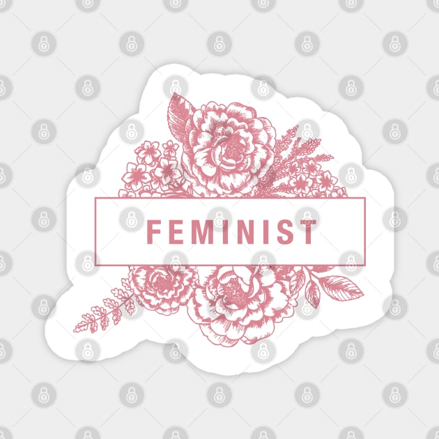 Floral FEMINIST Sticker Magnet by aterkaderk