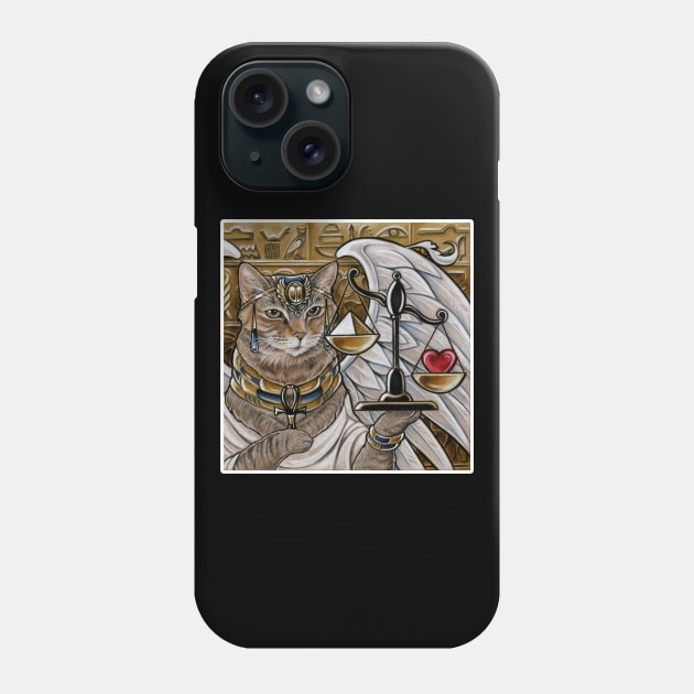 Egyptian Cat with Scale - White Outlined Version Phone Case by Nat Ewert Art