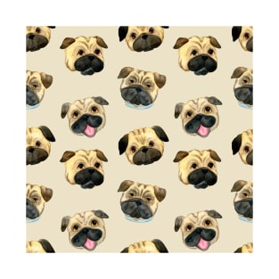 Cute Pug Face Pattern T-Shirt