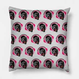 DJ party monkey design pattern on white Pillow