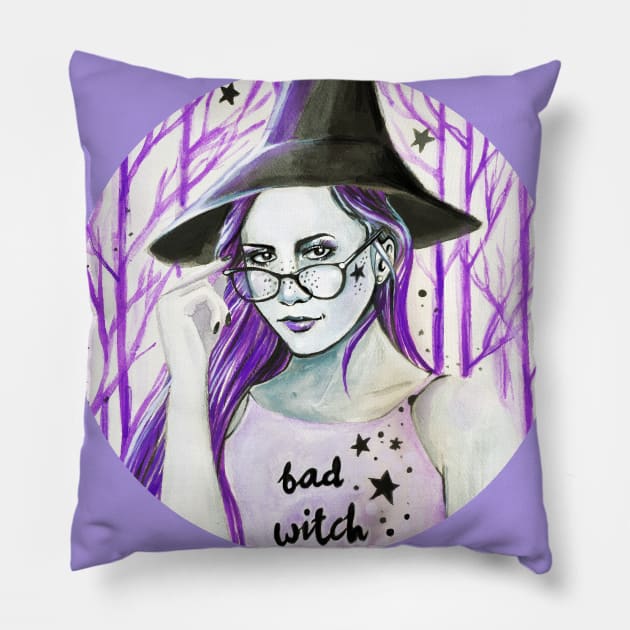 Divine Feminine Portrait ( Inktober 6 ) Pillow by artbysavi