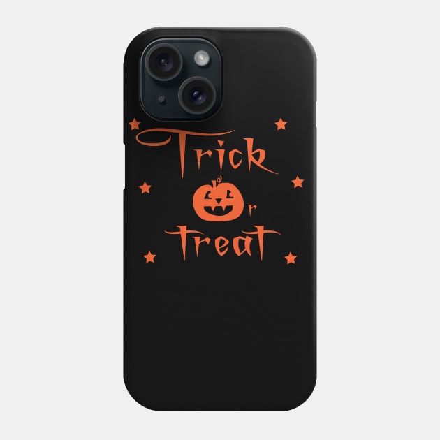 Trick Or Treat Halloween in Orange Phone Case by FruitflyPie