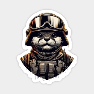 Otter Soldier in Helmet Magnet