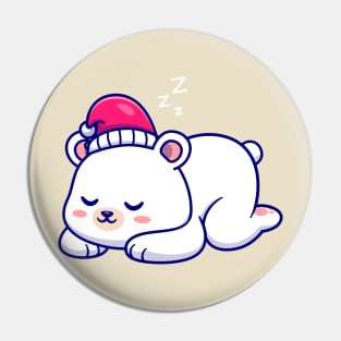 Cute Polar Bear Sleeping Cartoon Pin