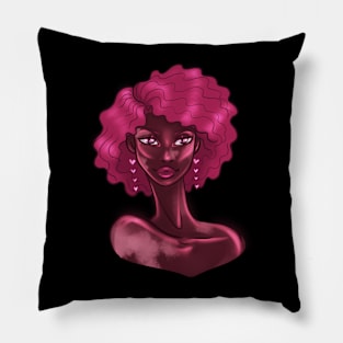 Black Beauty Queen Romantic Pink Afro Pillow