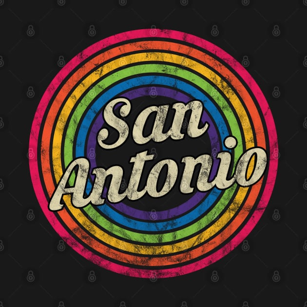 San Antonio - Retro Rainbow Faded-Style by MaydenArt