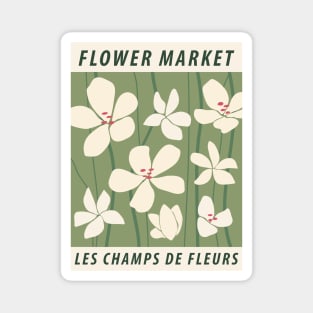 Flower market print, French art, Abstract green flowers, Posters aesthetic, Floral art, Retro print, Cottagecore Magnet