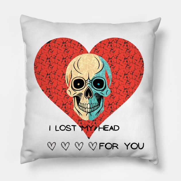 Skull in heart Pillow by sweetvision