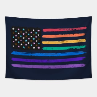 Pride-Spangled Banner - Rainbow Pride US flag - LGBTQ - Stars and Stripes Tapestry