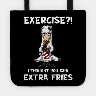 Llama Alpaca Exercise I Thought You Said Extra Fries Tote