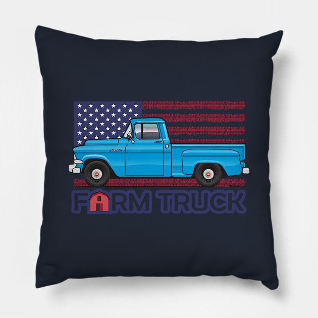 Blue Farm Truck Pillow by JRCustoms44