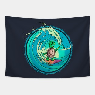 Surfing Turtle Tapestry