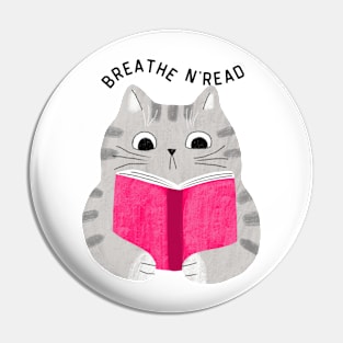 Breathe N Read Cat Sticker Pin