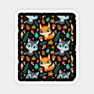 Cute Forest Creatures Pattern Magnet