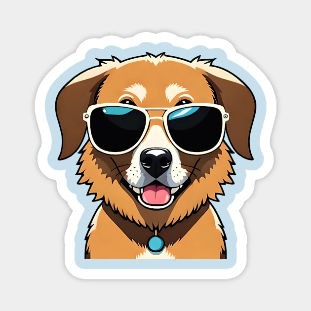 Cute dog with sun glasses Magnet by ramith-concept