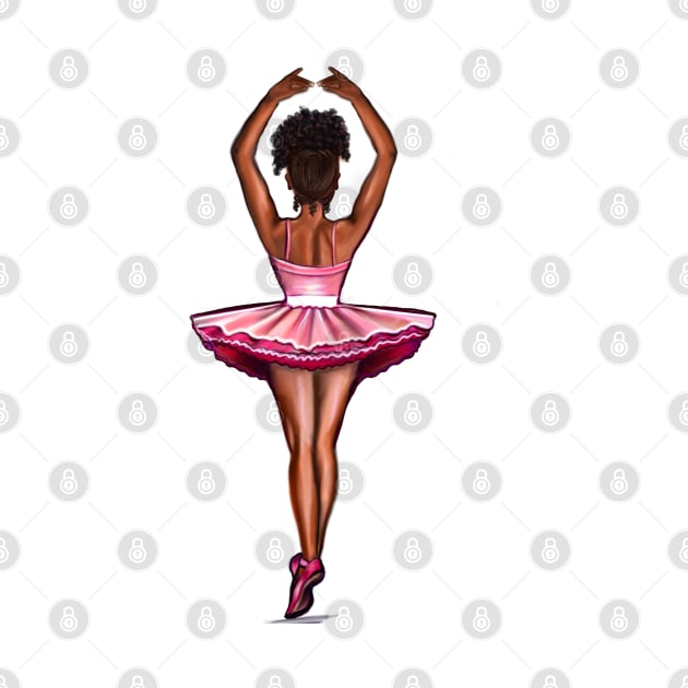 African American ballerina in pink tutu - #012 brown skin ballerina by Artonmytee