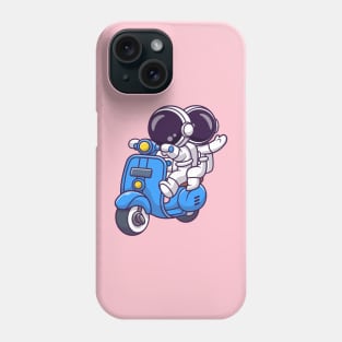 Cute Couple Astronaut Riding Scooter Cartoon Phone Case