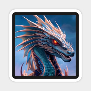 Pink and Blue Dragon with Burning Red Eyes Magnet