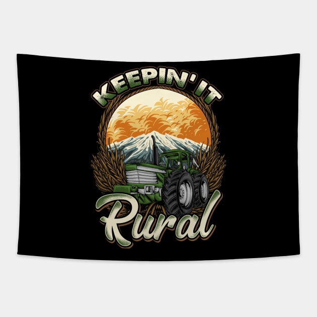 Farmer Farming | Keepin' It Rural | Farm Row Crop Tractor Tapestry by JakesRWild