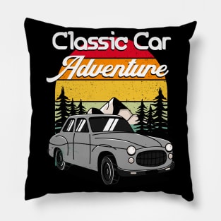 Classic Car Adventure Vintage Retro Sunset Pillow