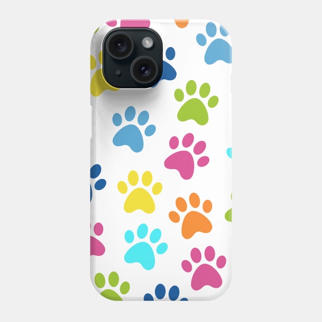 Paw Print Pattern Multicolored Phone Case by NataliePaskell