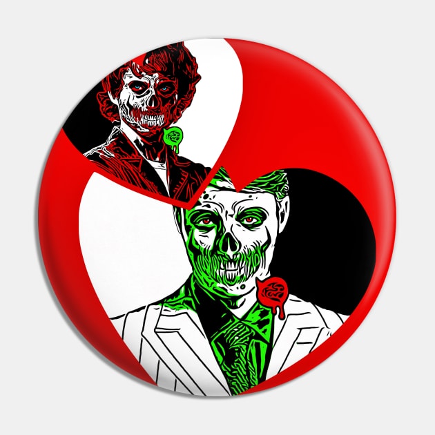 Zombie Hannibal and Will Halloween Hannigram Pin by OrionLodubyal