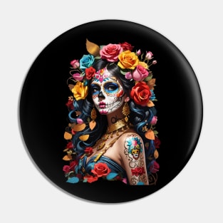 Sugar Skull girl, Dia de los Muertos Pin