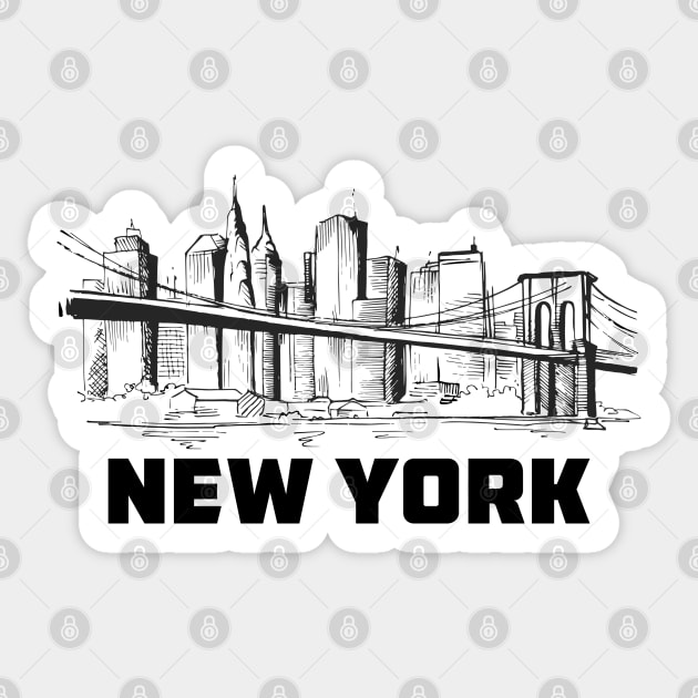 New York City t-shirt design and line art city design. Vector