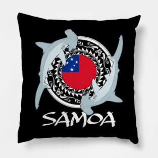 Hammerhead sharks on Samoan flag Pillow