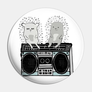 Hedgehogs on Boombox Pin