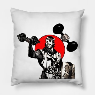 Templar warrior with dumbbells gym exercises Pillow