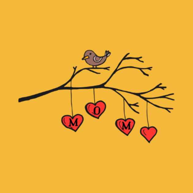 Love Mom Bird on Branch by blueavocado