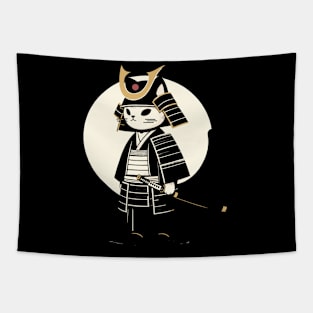 Kawaii Cat Anime Japanese Retro Samurai Novelty Funny Cat Tapestry