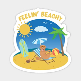 Feelin' Beachy with Golden Retriever on Beach Enjoying Summer Vacation Magnet