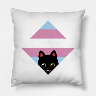 Peeking Cat Trans Square Flag by Tobe Fonseca Pillow