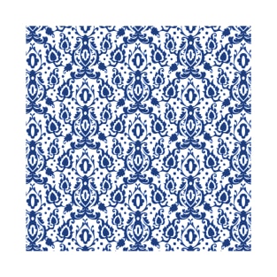 Moroccan Blue and White Casbah Damask T-Shirt