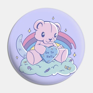 Cute Bear says Go To Hell Pin