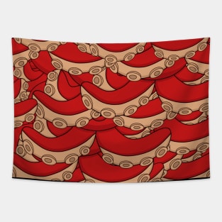 Red Octopus Tentacle Patterns Tapestry