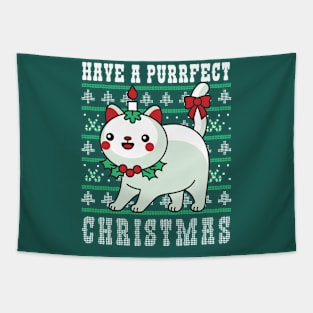 Have a Purrfect Christmas // Funny Ugly Christmas Sweater with Cat Tapestry